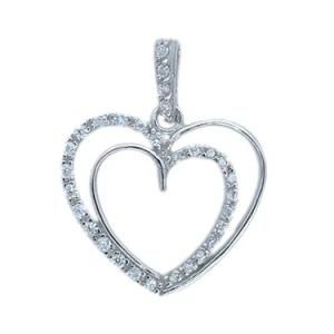 New Arrival 925 Sterling Silver Double Halo Heart Pendant