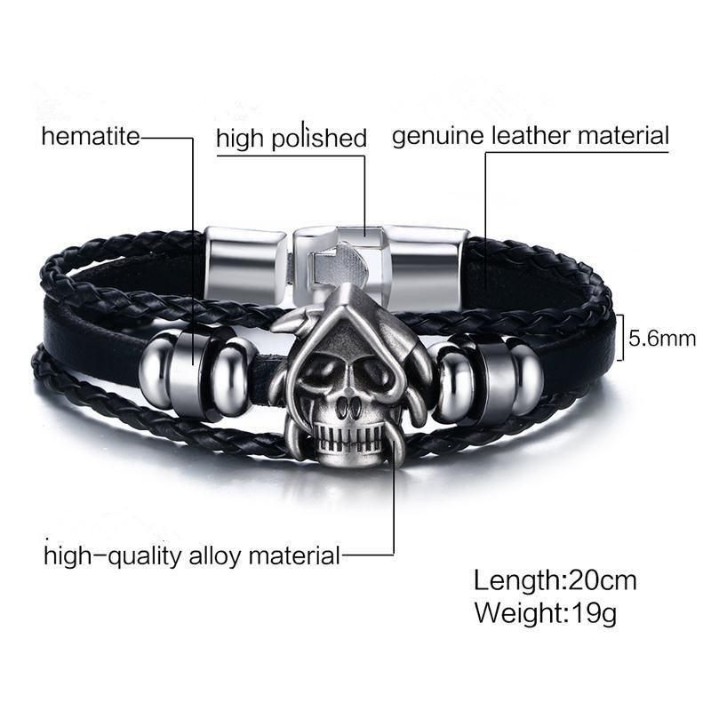 Skull Men Braided Leather Bracelet Promotion Gift Fashion Women Jewelry