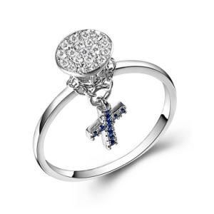 Fashion Lotus with Sideway Cross Charm Ring