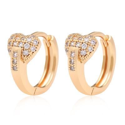 Gold Plated Luxury Zirconia Heart Huggies Earring