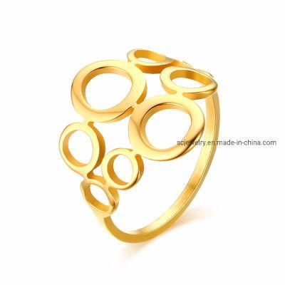 High Quality Gold Color Elegant Circle Finger Ring for Lady