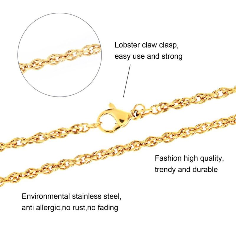 Fashion Accessories Jewellery Stainless Steel Double Layered Cable Chain Bracelet Necklace for Jewelry Pendants