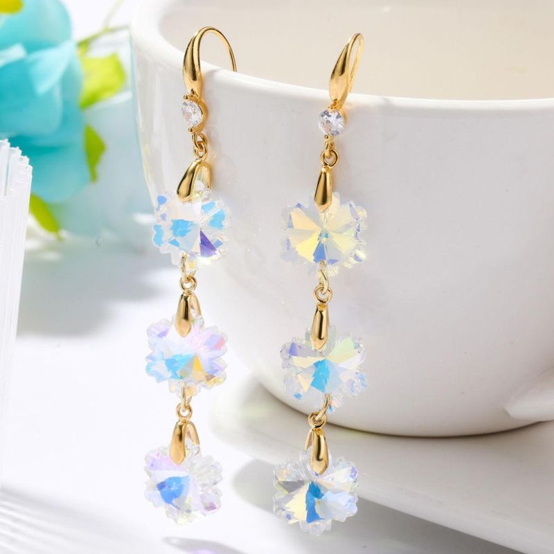 Fashion Girls Zircon Long Austrian Crystal Jewellery Tassel Earrings