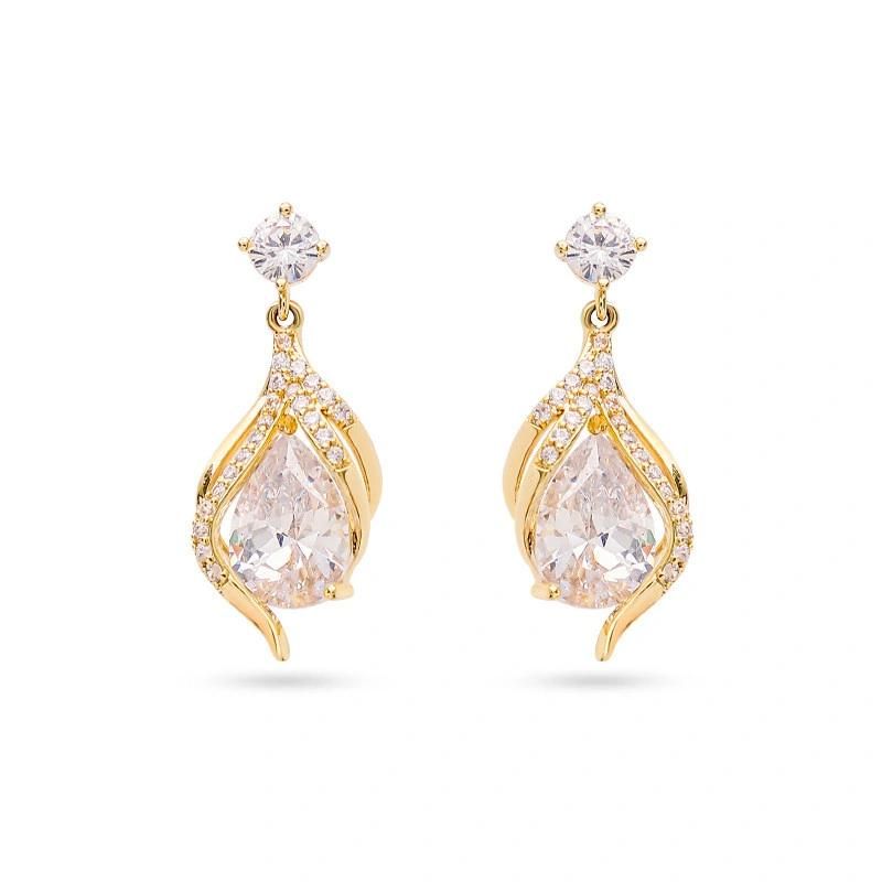 New Design Fashion Encapsulated Cubic Zircon Teardrop Diamond Earrings for Fashion Women Jewelry Accessories Bijoux