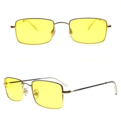 Basis Square Metal Sunglasses with Yellow Lens