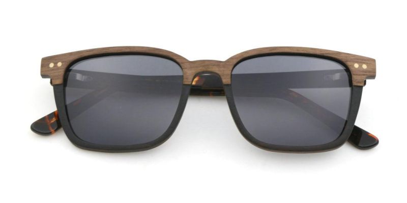 High Quality Classic Retro Rectangle Two Layers Wooden Sunglasses for Men