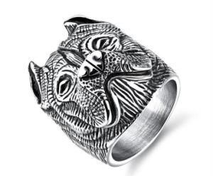 New Punk Titanium Steel Ring Bulldog Dog Head Rings Animal Shaped Ring Fine Jewelry Gifts for Men