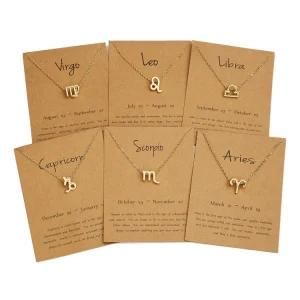 Men Women 12 Horoscope Zodiac Sign Pendant Aries Jewelry Necklace