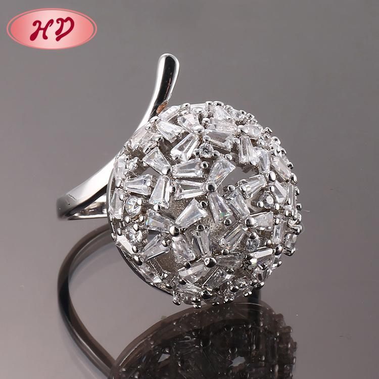 Women Rhodium Plated Silver Stainless Steel Engagement Finger Wedding Rings Fashion Jewelry Design