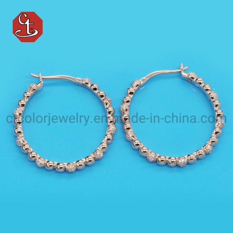 Big hoop Plain earring with DOT 925 silver or Brass Fashion Jewelry