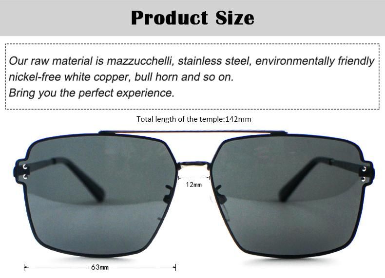 2020 Flat Top Handsome Metal Frame Stock Polarized Men Sunglasses