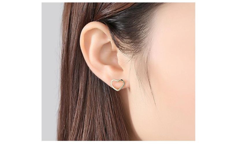 Fashion Jewelry Silver Jewelry Hollow out Heart Style Ear Stud