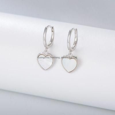Customize Women Jewelry 925 Silver Mother of Pearl Huggie Earrings