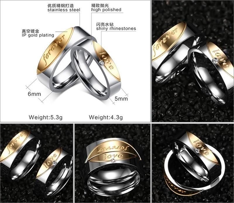 Forever Love Engagement Wedding Ring for Her and Him