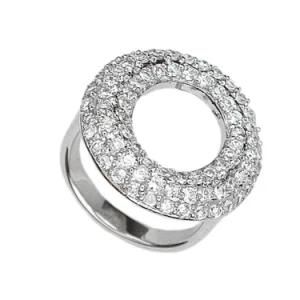 Design Sterling Silver Diamond Halo Round Ring