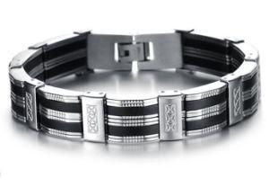 Men Bracelets Brazalet High Quality Stainless Steel &amp; Black Silicone Mens Bracelet Jewelry Wristband Band