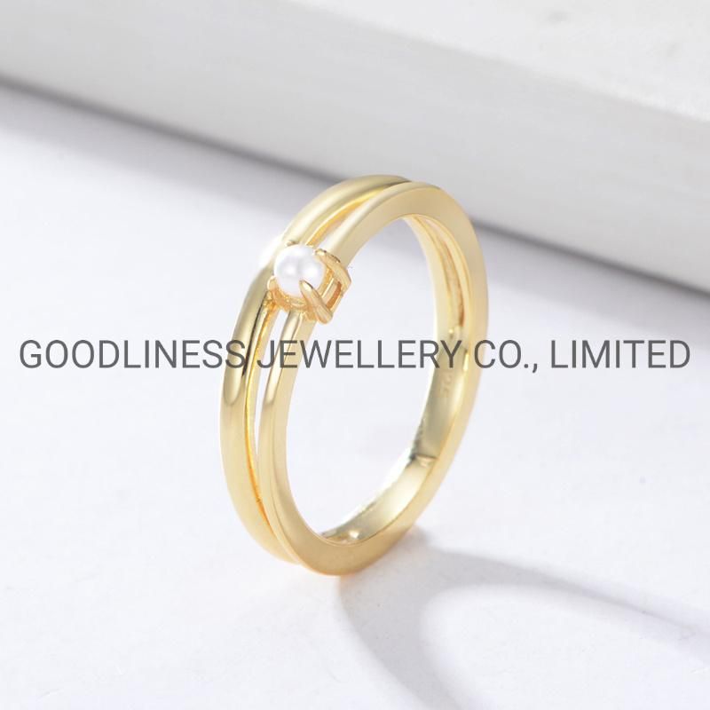 925 Sterling Silver Fine Jewelry Simple Women Pearl Rings