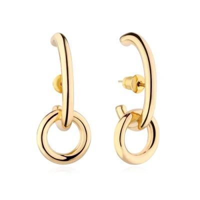 Fashion Stainless Steel Jewelry Two Colors Mix Earrings