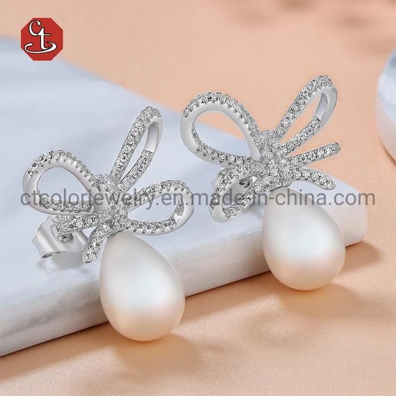 925 Silver Jewellery Butterfly Line Shape Shell Pearl Fashion Earring