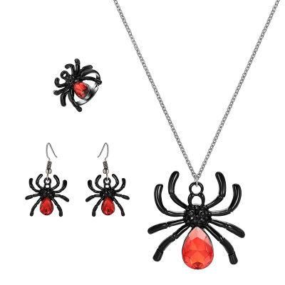 Hot New Halloween Spider Necklace, Earrings and Ring Set