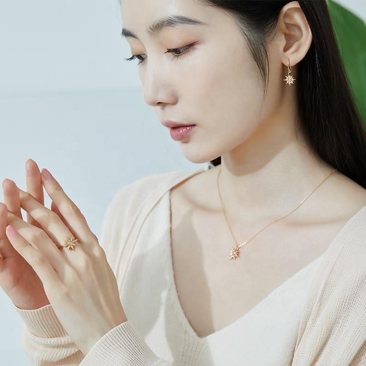 Hot Sale Fashion Women Gold Vermeil Created Jewelry Sun Star 925 Silver Synthetic Opal Ring