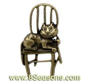 Bronze Tone Cat Sit in Chair Charm Pendants 41x22mm (B11962)