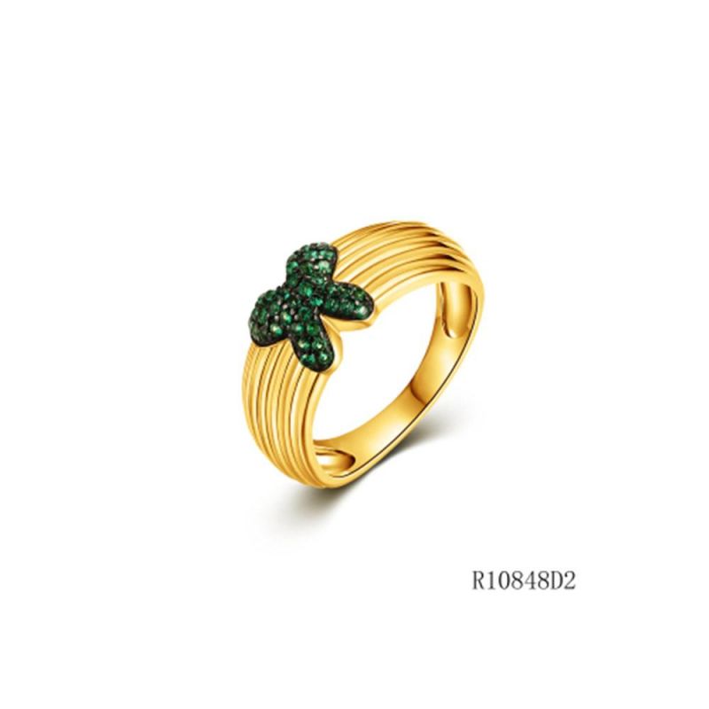 Thread Line Style Silver with CZ Bowknot Ring