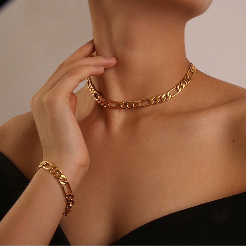 18K Gold Plated Nk 3: 1 Chain Necklace Stainless Steel Chain Jewelry for Women and Girls