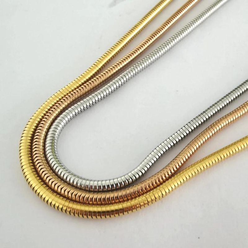 Stock Fashion Jewelry Soft Round Snake Chain Non-Tarnish Stainless Steel Necklace for Pendants Necklaces Handcraft Design
