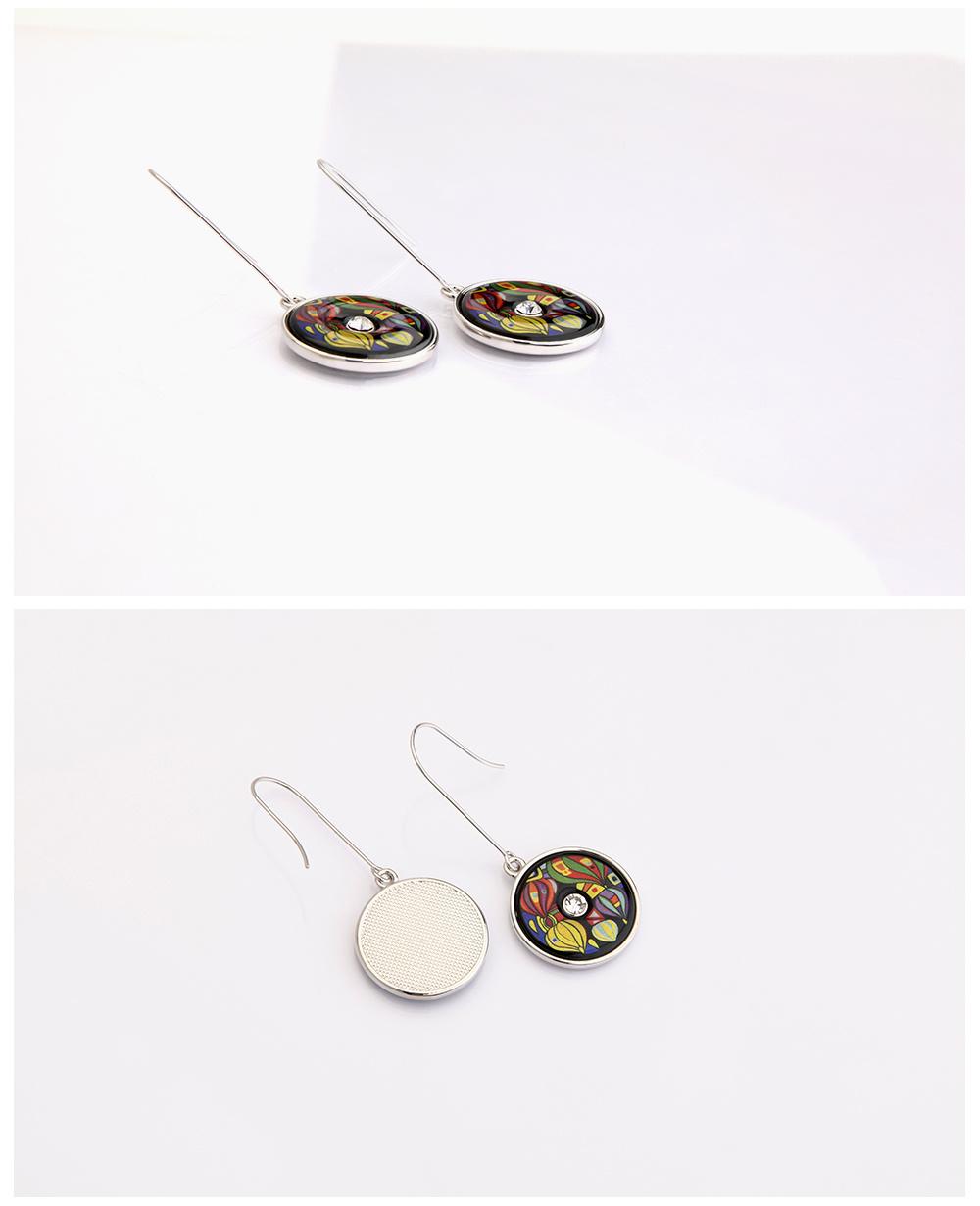 Boho Hollow Round Drop Alloy Enamel Long Layered Earring