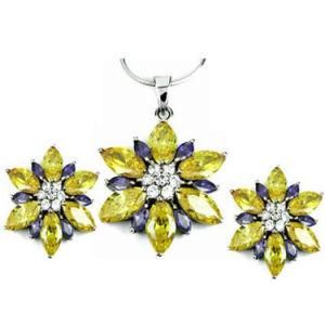 Solid 925 Sterling Silver Snowflake Earring Pendant Necklace Jewelry Set