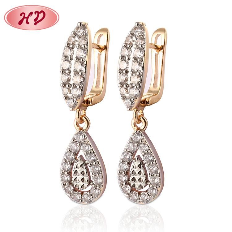 Costume Fashion Jewelry Women 14K 18K Gold Plated Imitation CZ Pearl Hoop Huggie Earring