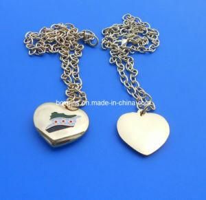 Syria Map Heart Shape Gold Necklace with Chain