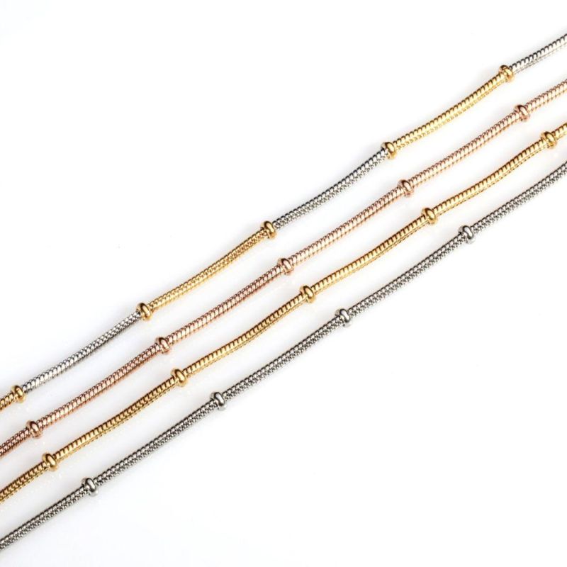 Fashion Jewelry Parts Stainless Steel Snake Chain Anklet Bracelet Necklace with Balls for Jewelry Making Wholesaler