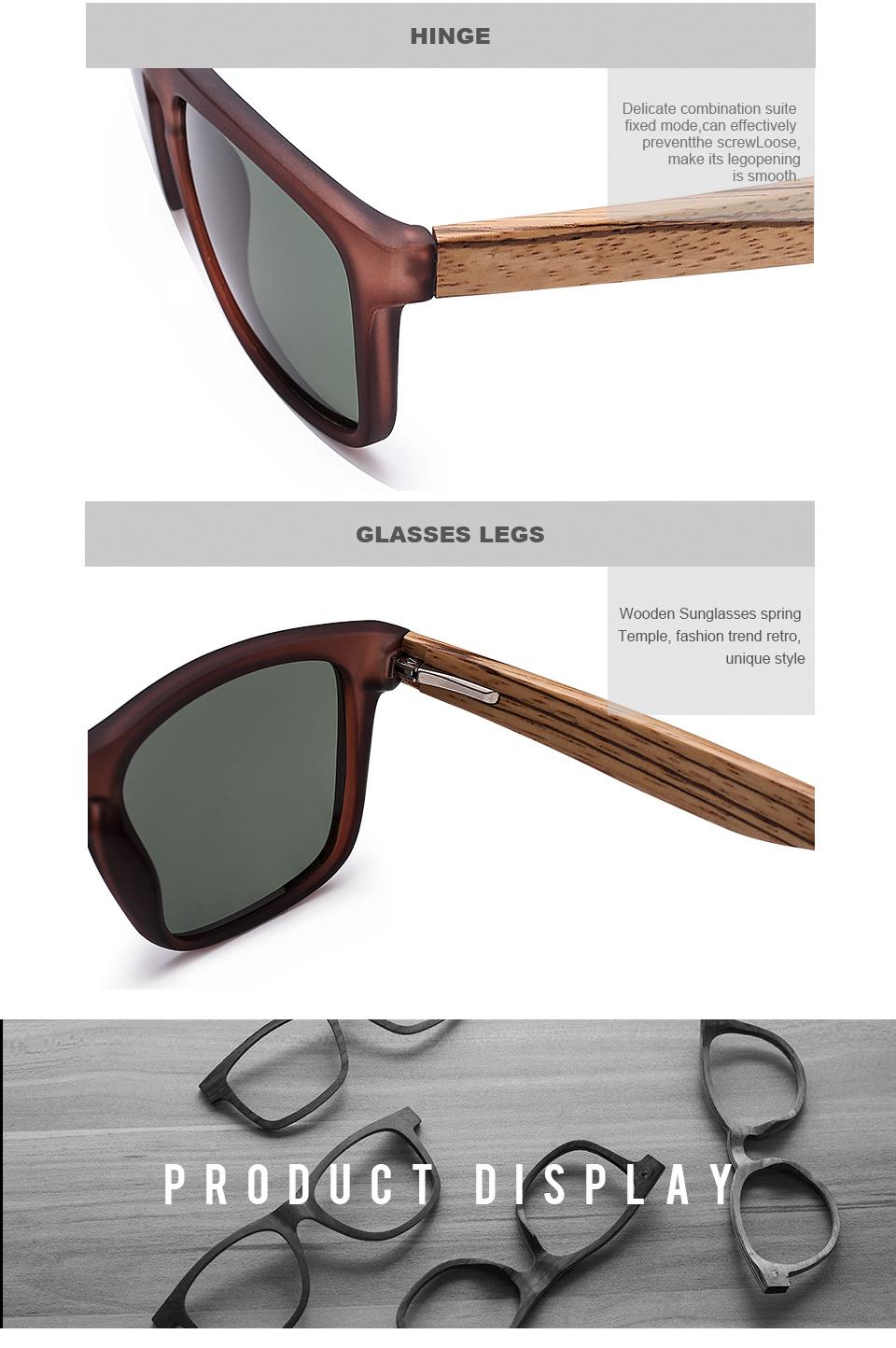 Hot Selling High Quality Cheap Fashion PC Frame Wood Temple Polarized Bamboo Sunglasses