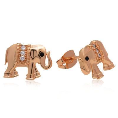 Unique Design Animal Zircon Piercing Elephant Stud Earrings
