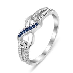 Sterling Silver Blue Diamond Infinity Figure Finger Ring