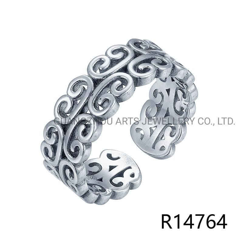 Korean Style 925 Sterling Silver Creative Stackable Wave Adjustable Ring