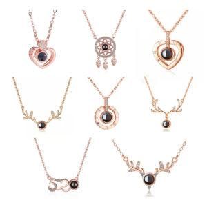 925 Silver Multi Style Pendants Rose Gold Necklace with Gemstone Wholesale Jewelry