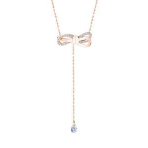 Gold Plated Stainless Steel Diamond Bow Necklace