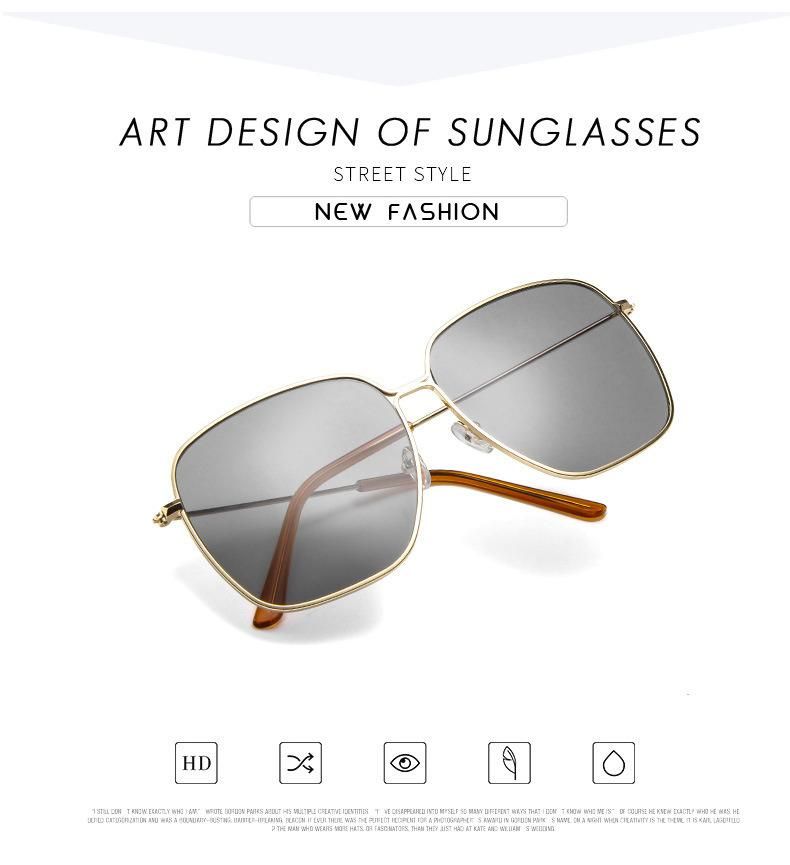 2023 High Quality Fashion Big Frame Metal Women Sunglasses