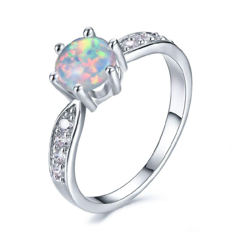 Lab Opal Rings S925 Sterling Silver Rings Valentine′ S Day Gift Opal Rings for Women Wholesale Supplier