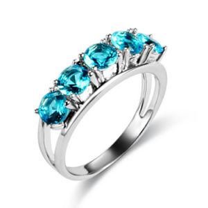 Fashion Jewelry Blue Topaz CZ Ring in Brass