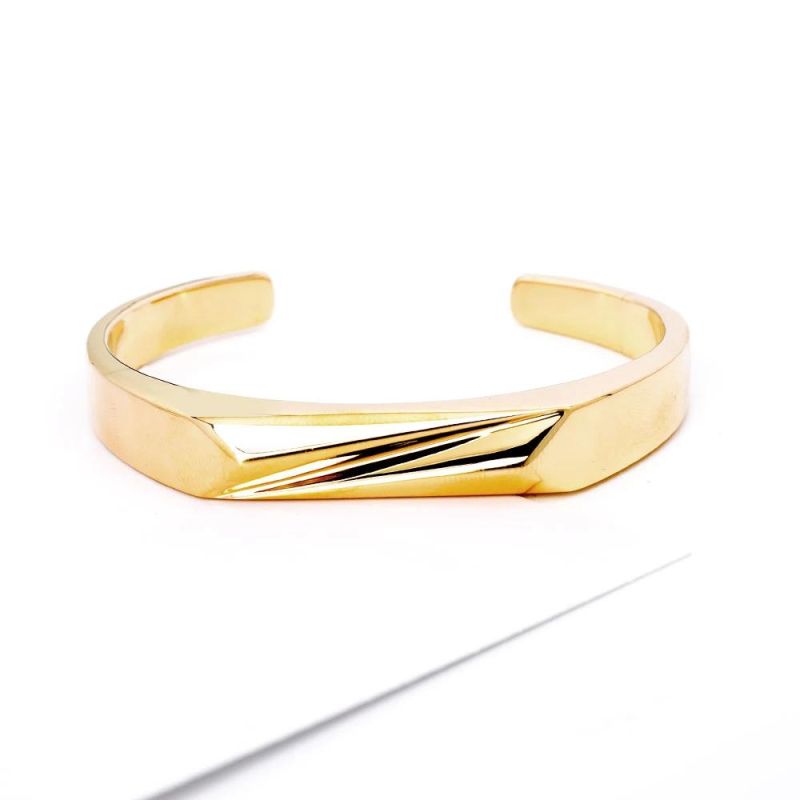 OEM 18K Gold Plated Custom Cuff Bangle Charm Bangle Bracelet Wholesale Opening Bangle and Ring Set