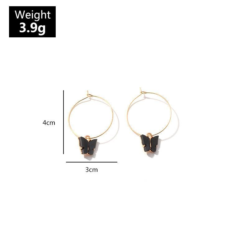 Fashion Korean Style Colorful Women Acrylic Alloy Statement Butterfly Pendant Stud Earrings Wholesale