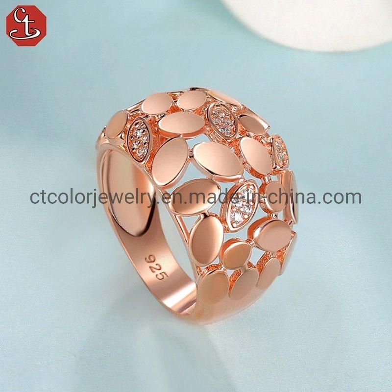 High Quality 925 sterling silver jewelry white CZ rose rhodium ring for women
