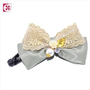 Women Ribbon Floral Lace Bow Tie Hair Claw Handmade Hair Accessories
