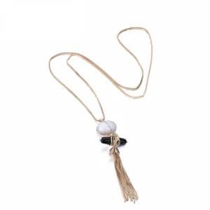 Fashion Tassel Round Necklaces &amp; Pendants for Women Natural White Stone Alloy Chain Necklace Jewellery