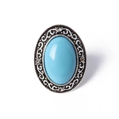 New Product Fashion Jewelry Silver Ring with Blue Rhinestone