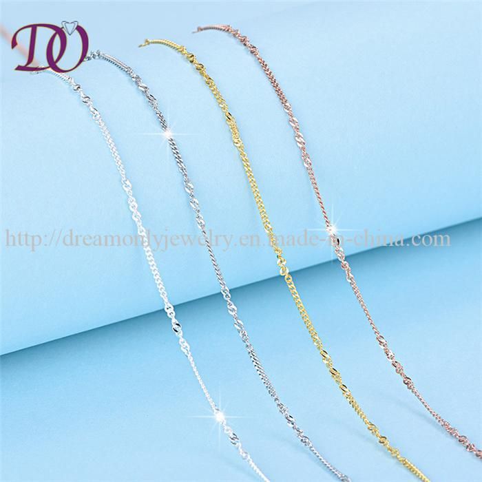 Genuine 925 Sterling Silver Necklace Chain for Women′s Box Chain Jewelry for Women Lover Gift